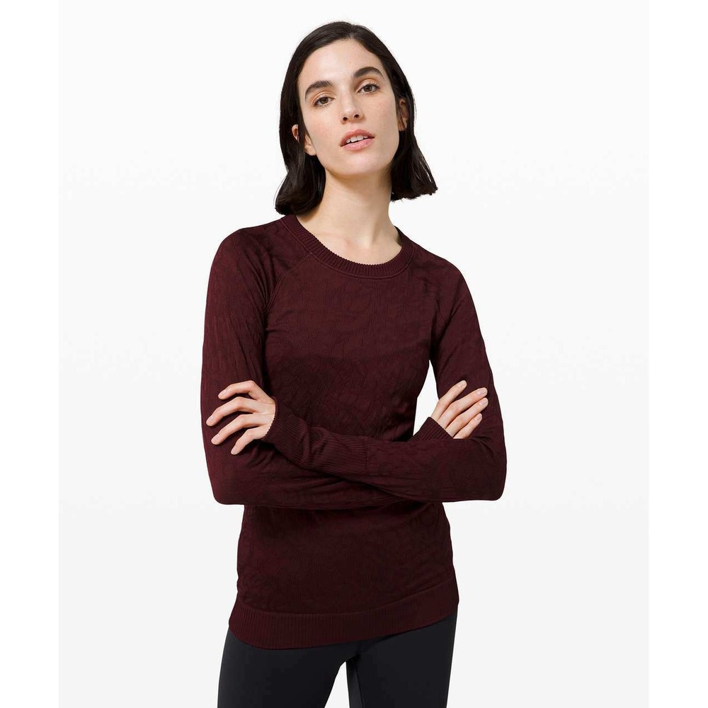 Lululemon Rest Less Pullover Womens 4 Garnet Red Seamless Long Sleeve